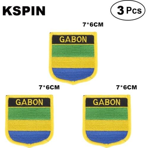 Gabon Shiled Shape flag patches national flag patches for Cothing DIY Decoration