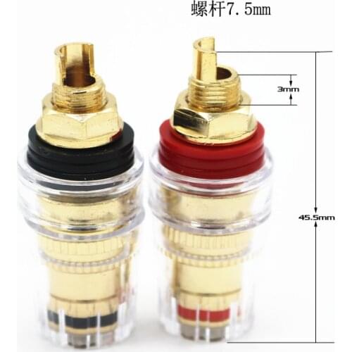 Hifi audio 4Pcs Brass Gold Plated 4MM Banana Plug Terminal Binding Post for Speaker Amplifier High Quality Red and Black