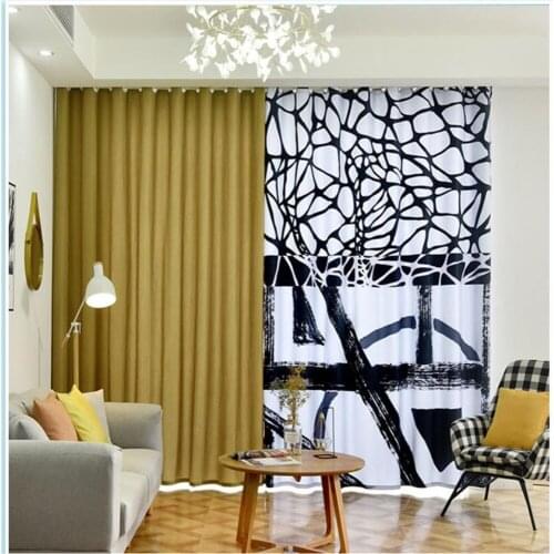 Personality curtains custom simple modern style personality geometric lines bedroom living room thickening curtains