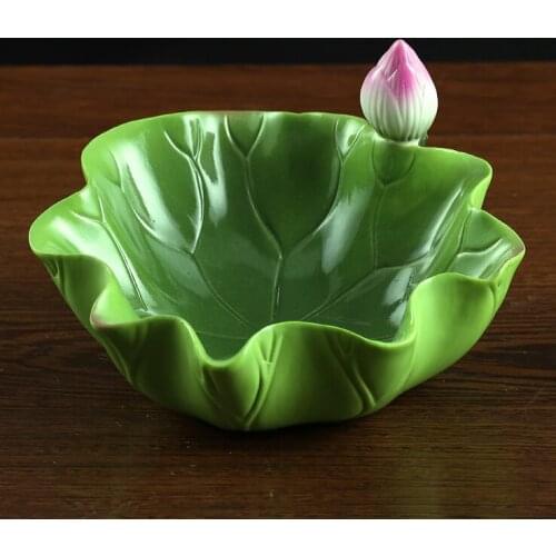 Ceramic Lotus Candy Plate Decorative Porcelain Snack Dish Household Dinnerware Decor Gift Craft Ornament Accessories Furnishing