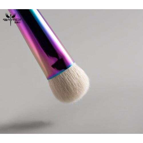 Anmor 1Pcs Small Powder Blending Makeup Brush Wooden Handle Copper Natural Hair Make Up Brushes Professional Face Cosmetics Tool