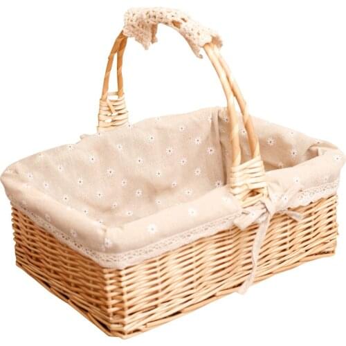 Household Storage Basket Picnic Fruit Basket Portable Flower Basket Rattan Garden Wicker Storage Basket Home Storage fine