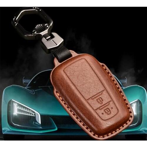 Leather Car Key Ccover Case For Toyota Camry CHR CH-R Prius Corolla RAV4 Prado 2017 2018 2019 keychain 2 3 Button keyless