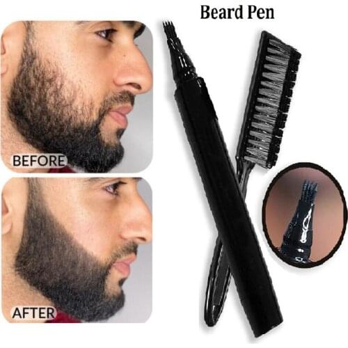 Beard Brush & Beard Pen Kit Barber Pencil Salon Facial Hair Engraving Styling Eyebrow Tool Male Mustache Repair Shape TSLM1