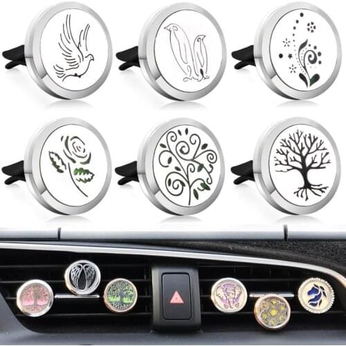 New arrivals Perfume Diffuser car Clip Locket 30 designs Stainless Steel Vent Freshener Essential Oil Diffuser Car Accessories