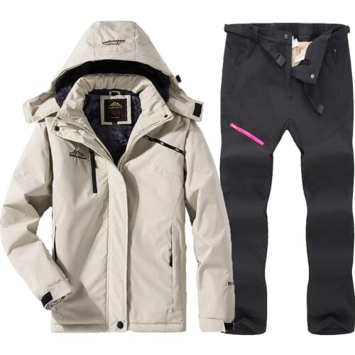 New Womens Ski Suit Warm Windproof Waterproof Fleece Jacket Pants Outdoor Womens Winter Suit Snow Skiing Snowboard Jacket Sets