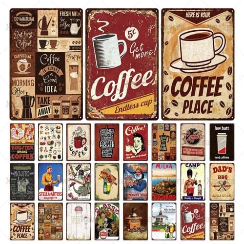 Tin Metal Signs Main Coffee Vintage Poster Metal Sign Coffee House Wall Art Decor For Coffee House Club Bar Pub Iron Plate Brand