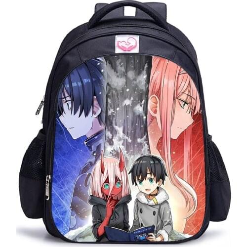 16 inch Anime Darling In The FranXX Children Backpack Student Schoolbag Zero Two Boys Girls Shoulder Bags Orthopedic Mochila