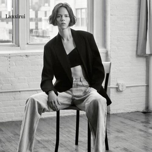 Women Fashion Solid Color Casual Office Wear Suit Blazer Double Breasted Coats Long Sleeve Notched Collar Blazers Femme