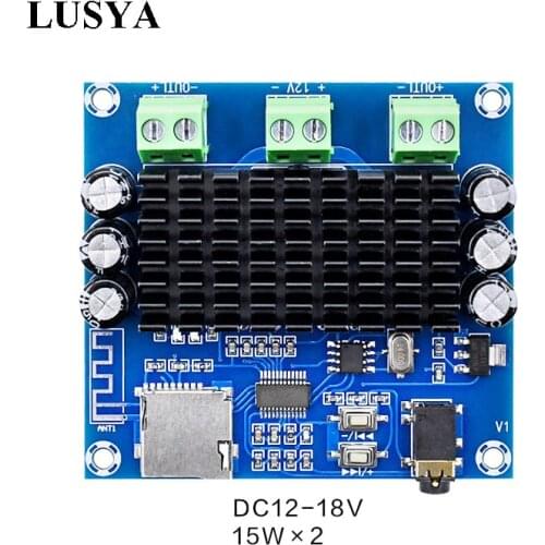 Lusya TDA7297 Bluetooth 5.0 digital Power amplifier board 15W *2 Wireless Stereo Audio AMP Module Support TF Card AUX C5-017