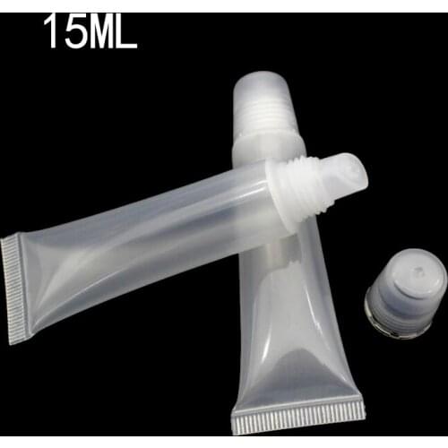 15ML 30/50/100/200pcs Clear Plastic Soft Hose Tube for Lipgloss, Empty Portable Squeezable Lip Paint Oil Refillable Container