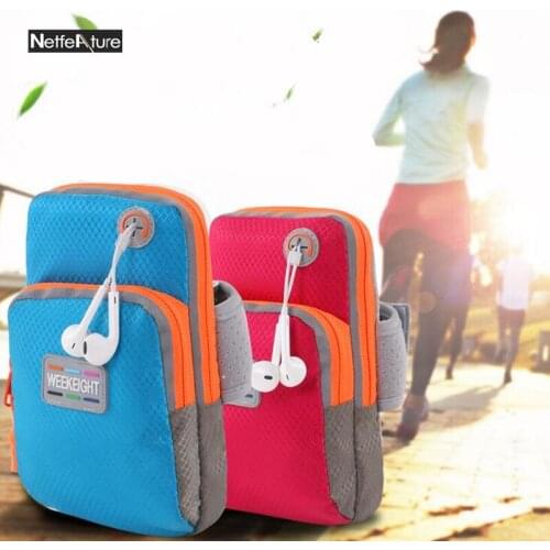 Running Men Women Arm Bags for Phone Money Keys Outdoor Sports Arm Package Bag with Headset Hole Simple Style Running Arm Band