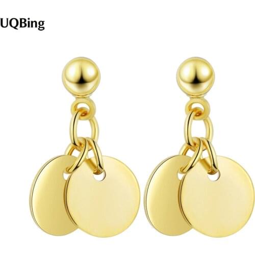 Punk Style 925 Sterling Silver Disc Coin Stud Earring For Women Jewelry Gifts