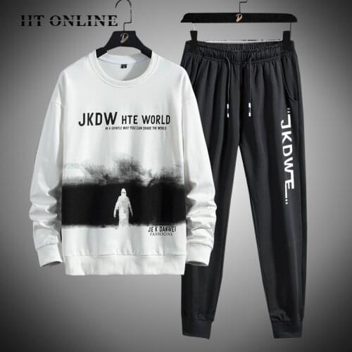 Men Tracksuit Spring Autumn Mens Sets Hip Hop Letter Print Sweatshirt+Pants 2 Piece Set Fashion Jogger Sportswear Brand Clothes