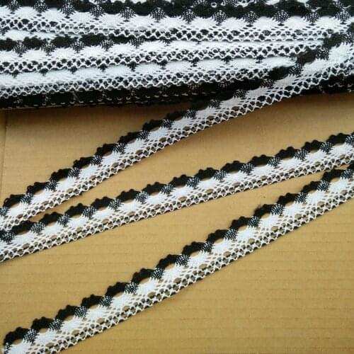 10yards/lot black+white lace fabric ribbon cotton lace trim sewing material for home garment accessories DIY 2.5c
