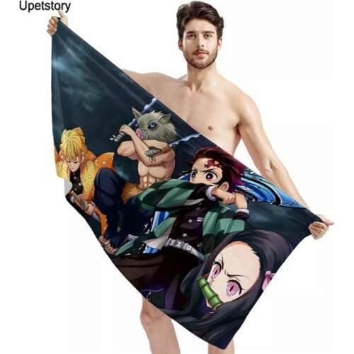 Upetstory Japan Anime Demon Slayer Kimetsu no Yaiba Tanjirou Nezuko Rengoku Kyoujurou Printed Bath/Beach Towel for Adults Kids