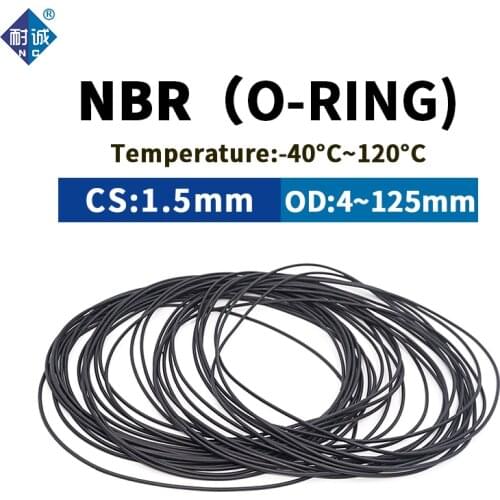 NBR O Ring Seal Gasket Thickness CS1.5mm OD4-125 Oil and Wear Resistant Automobile Petrol Nitrile Rubber O-Ring Waterproof Black