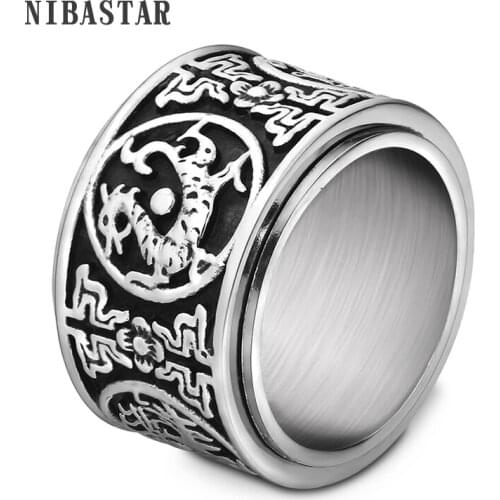 16mm Wide Vintage Retro Jewelry Stainless Steel Pave Inside Dragon Rings Men Biker Ring USA UK Brazil Size7-12 For Men CG1242