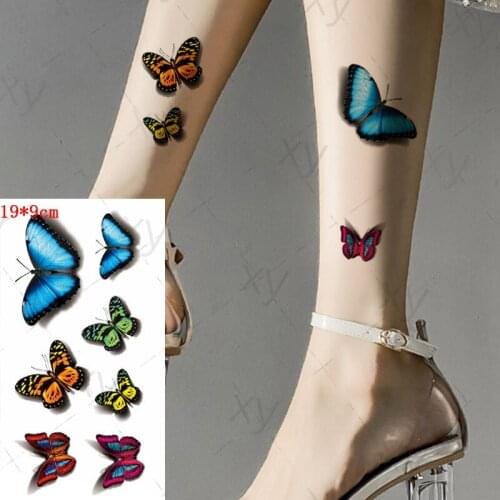 Waterproof Temporary Tattoo Sticker Butterfly Fake Tatto Flash Rose Feather Tatoo Body Art 3D Colorful for Girl Women