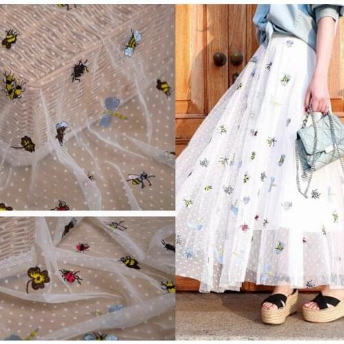 High quality mesh insect embroidery lace cloth Dress DIY decorative fabric The width of 1.45 meters