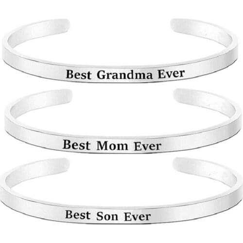 New fashion hot sale white opening bracelet for women lettering stainless steel bracelet simple family trinket