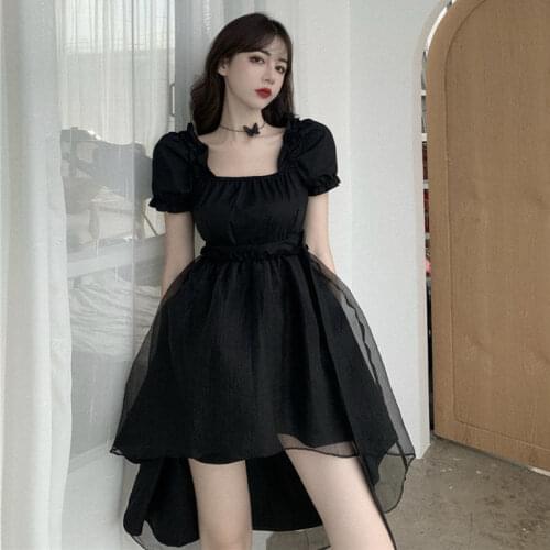 Woman Dress Summer Summer Dress Irregular Square Collar Puff Short Sleeve Dress for Women Vestido De Mujer