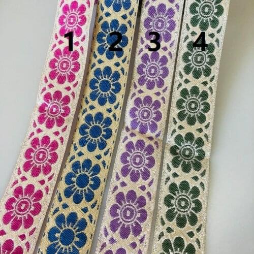 20yards/lot wide 3.5cm Woven Jacquard Ribbon flowers design for curtain and clothing accessory LS-4731