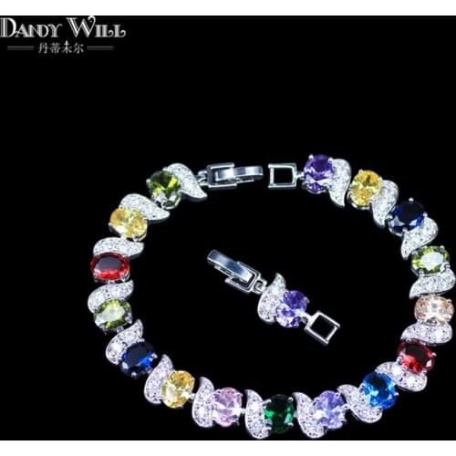 2017 Fashion Egg Shape Cubic Zircon Jewelry Multi Color Austrian Crystal Strand Bracelets For Girlfriend Best Surprise Gift