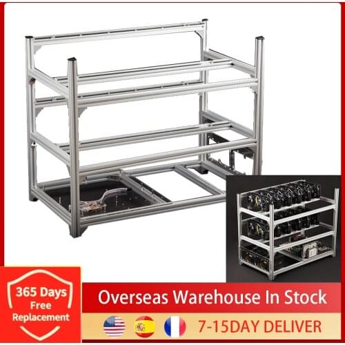 2021 Minier Case Open Air Mining Rig Frame Stackable Holder Dual Power Ports Graphics Card Insulation for 6/8/12GPU ETH Ethereum