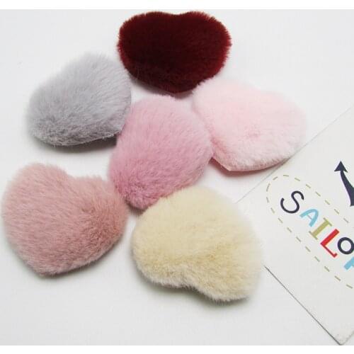 30pcs/lot 4*3.5cm plush Heart Shape Padded appliques for headwear decoration handmade hair accessories