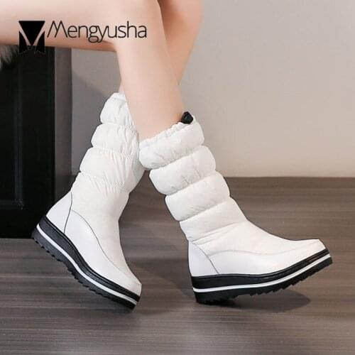 42 43 plus size snow boots women waterproof cotton padded winter boots elastic band down cloth plush platform botas mujer c833