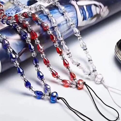 50 Pcs Bead Neck Straps Bling Crystal Lanyards for Keys ID Card Phone Lanyards for iPhone 7 8 Plus XS
