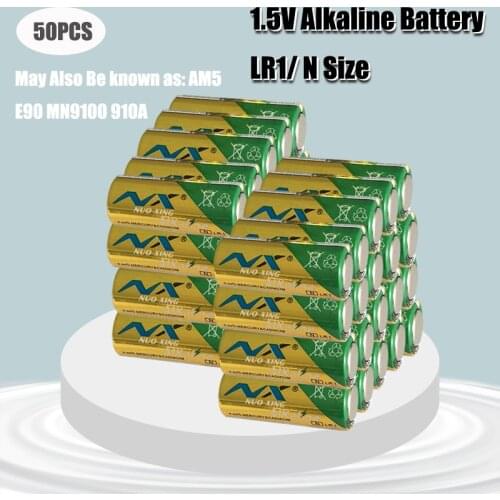 50PCS N Size batteries LR1 AM5 E90 AM5 MN9100 1.5V Alkaline duty Battery Primary and Dry Batteries for Speaker Bluetooth Players