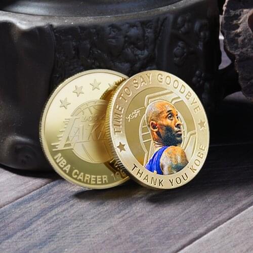American Basketball Player Kobe Commemorative Coin NBA Coin Painted Legendary Star Metal Medal Gifts Souvenir Coins