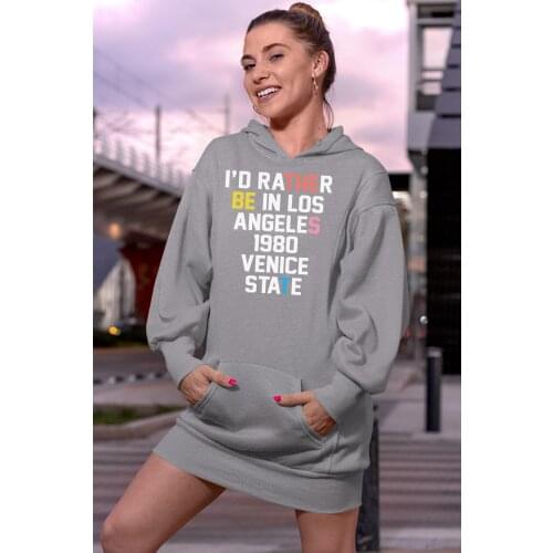 Angemiel Wear İ Would Rather Los Angeles Gray Dress Sweatshirt Tunik