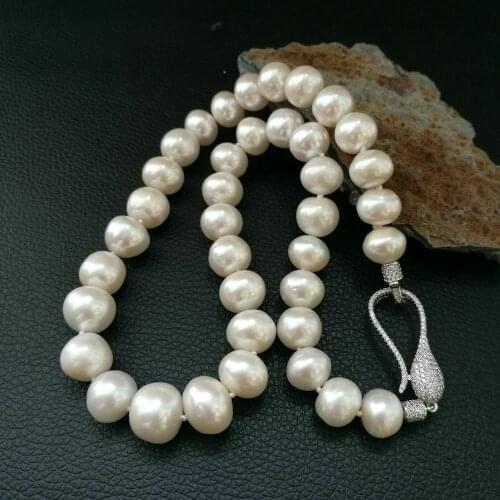 Attractive18" 10-12mm White Keshi Freshwater Pearl Necklace