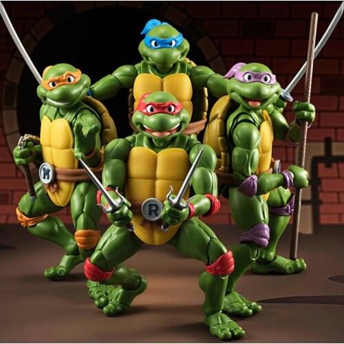 Bandai Original SHF Teenage Mutant Ninja Turtles Rafael Michelangelo Laonardo Donatello Action Figure Kids Toy Gift