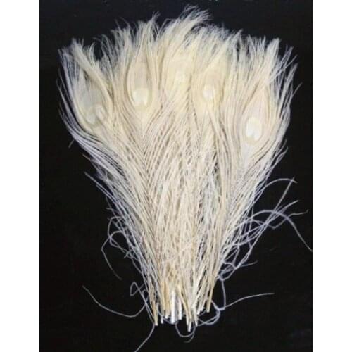 Freeshipping!50Pcs/Lot 10-12 Inch 25-30cm Creamy White Peacock Tail Feathers Peacock Feathers Wholesale