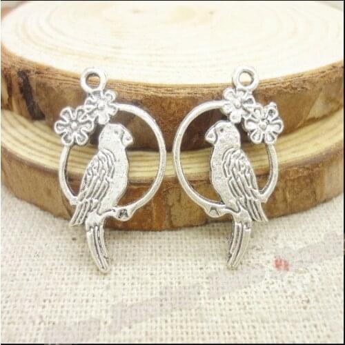 Free shipping! 60pcs Antique silver Charms Parrot Pendant Fit Bracelets Necklace DIY Metal Jewelry Making