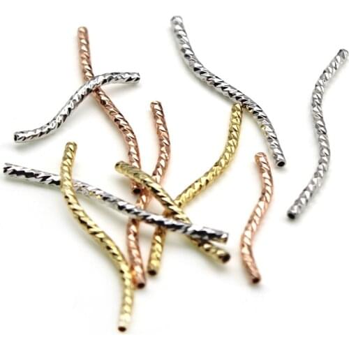 20pcs/lot 24K Gold Metal Pure Brass Tube Beads Spacer Beads 0.7mm Hole Beads For Jewelry Making DIY Crafts