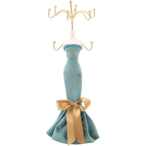 Jewelry Display Tool Holder Blue Lady Figure Gown Stand Rack Dresser Decor