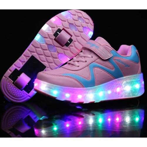 Children LED Light Shoes Kids Glowing Sneakers With Wheels Boy Girl Roller Skate Casual Shoes Adult Zapatillas Zapatos