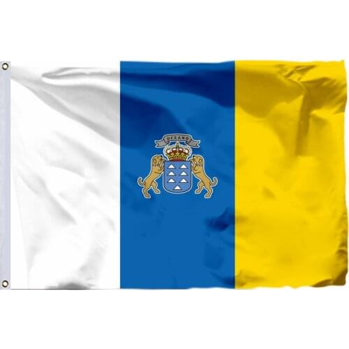 Spain Canary Islands Flag 90x150cm 3x5ft 100D Polyester Double Stitched High Quality Free Shipping 60x90cm 21x14cm Banner