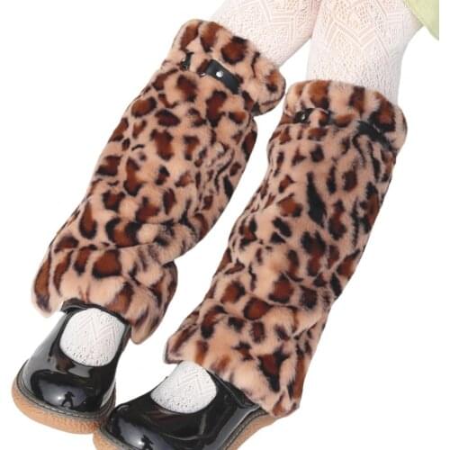 Leg Warmers Solid Color Adjustable Autumn Winter Leopard Plush Warm Leg Socks Black White Leopard Lovely Women Leg Warmer 2021