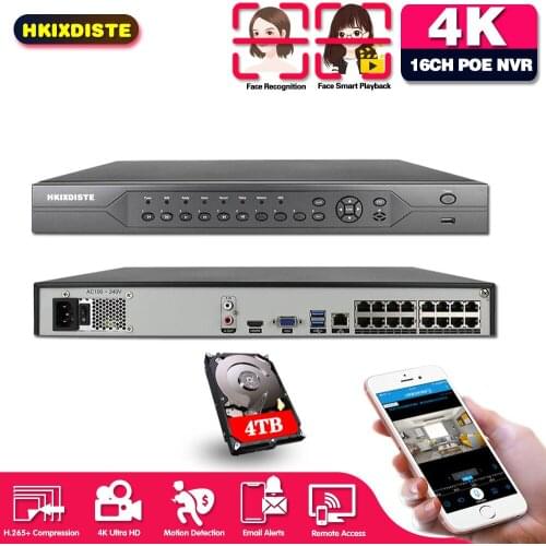 8MP 4K 16CH 8CH H.265 POE NVR Video Recorder IP Camera CCTV System ONVIF Network Face Detection P2P Video Surveillance Camera