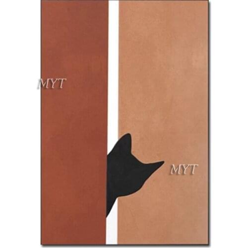 Cute Black Cat Canvas Picture Oil Painting Wall Hangings Decorative Abstract Animal Canvas Wall Art Craft Pictures Quality