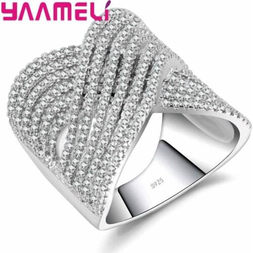 Promise Ring New Fashion Wide Cross Bague with High Quality AAA+ Zircon White Color Ring 925 Silver Luxury Gift