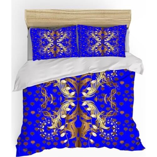 3D Nordic Blue Retro Pattern Bedding Set Quality Qualified Bedroom Decoration Boy Girl Bedlinen Duvet Cover Pillowcase Twin King