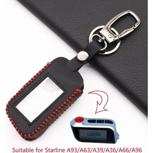 2020 Praise Leather Key Case for Starline A93 A63 Russian Version Two Way Car Alarm LCD Remote Controller Keychain Fob Cover