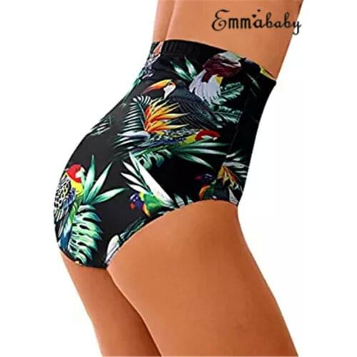 HOT Womens High Waist Swimsuit Bikini Bottoms Tankini Bottom Swim Shorts Plus Size Floral Print Briefs